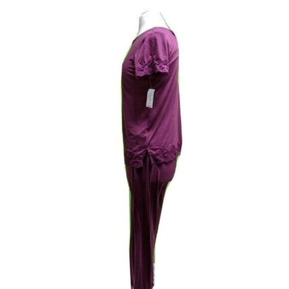 Charter Club Womens Lace Trim Pajama Set Savory Wine Modal Stretch Knit XS NEW - Picture 9 of 10